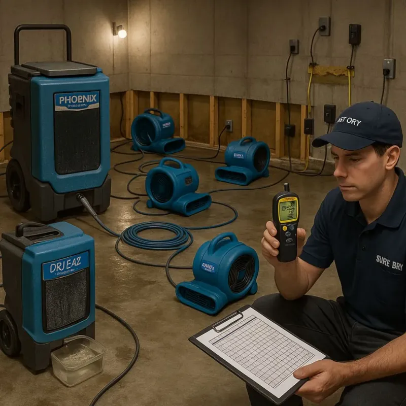 Structural Drying and Dehumidification process in Tiburon, CA